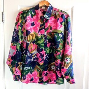 Kikomo Multicolor Pure Silk Long Sleeve Blouse